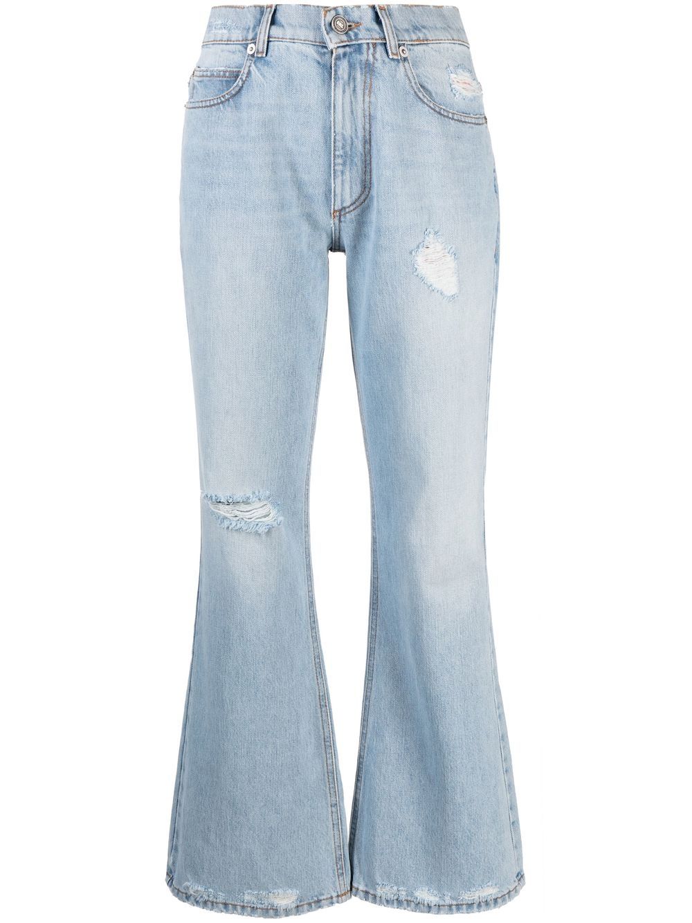 ERL DISTRESSED-EFFECT FLARED JEANS