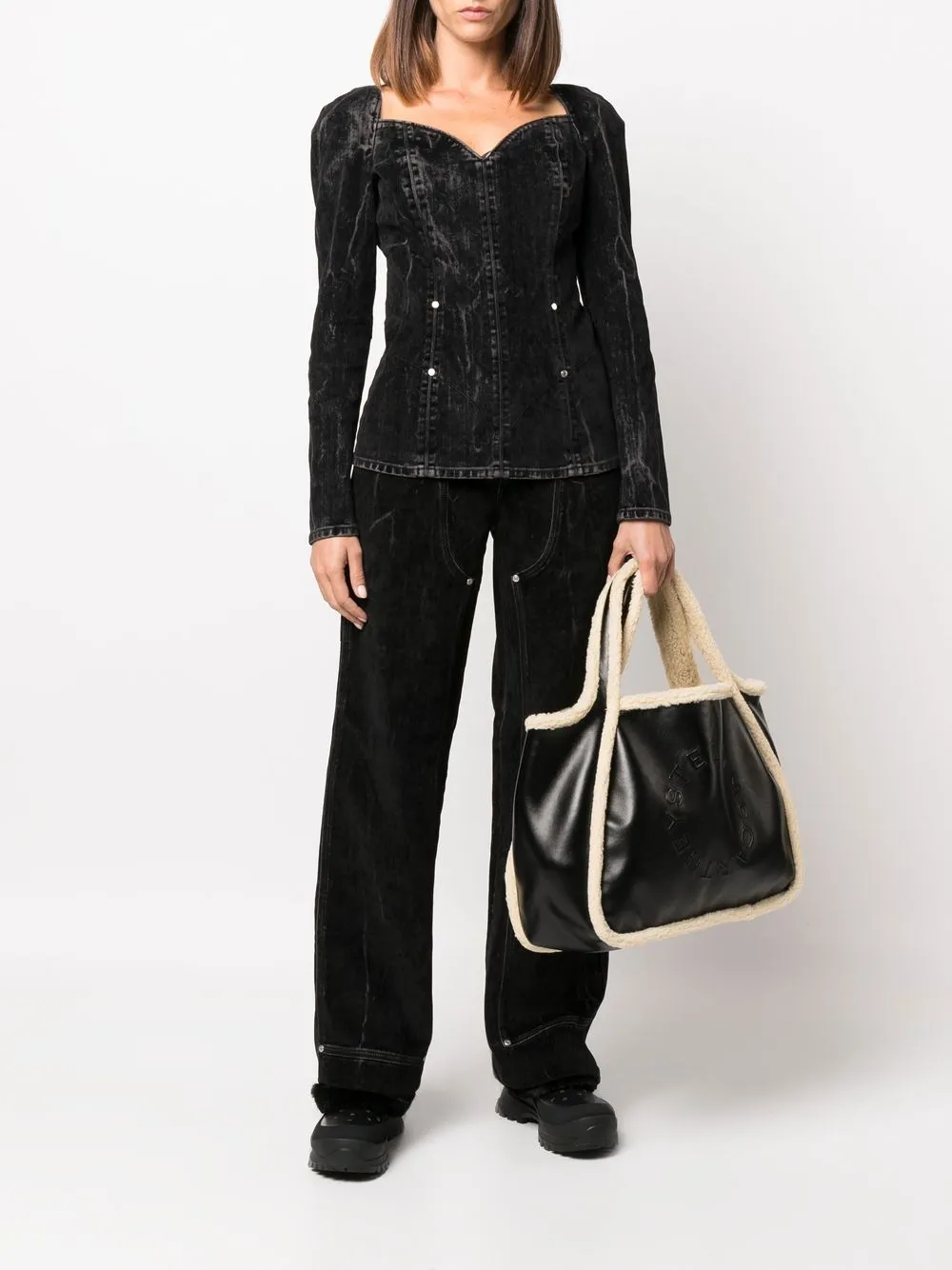 Stella McCartney Stella Logo shopper - Zwart
