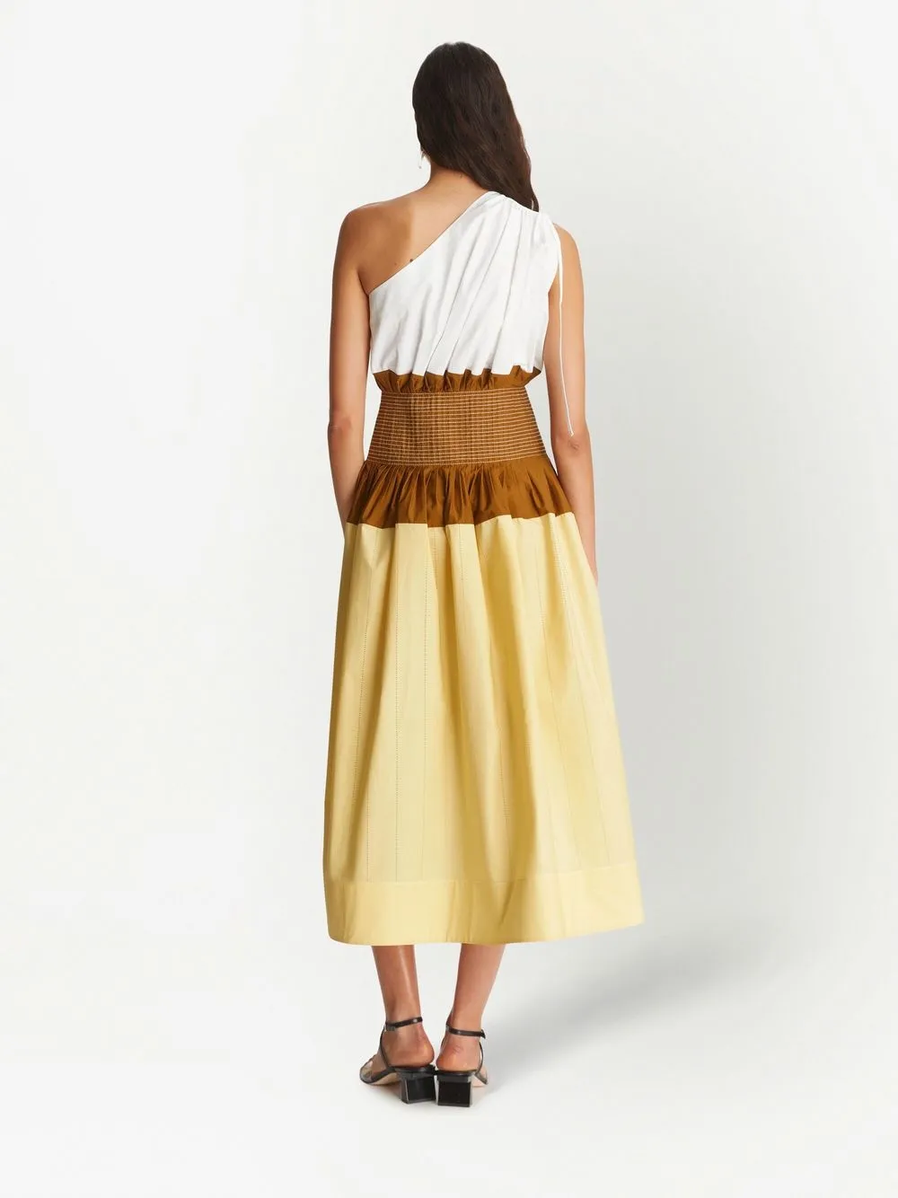 TORY BURCH COLOUR-BLOCK ONE-SHOULDER DRESS