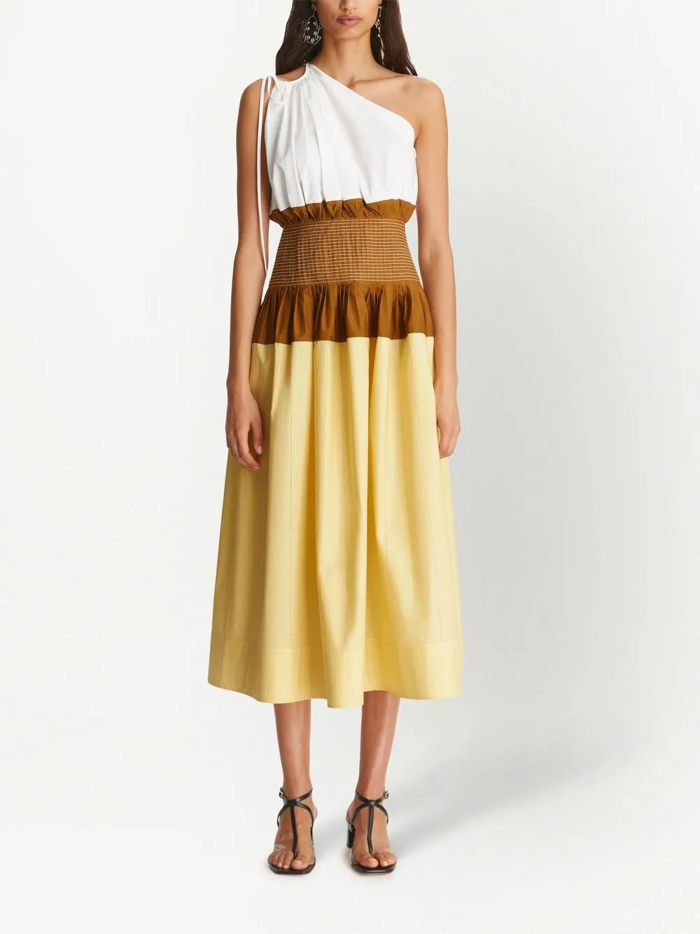 TORY BURCH COLOUR-BLOCK ONE-SHOULDER DRESS