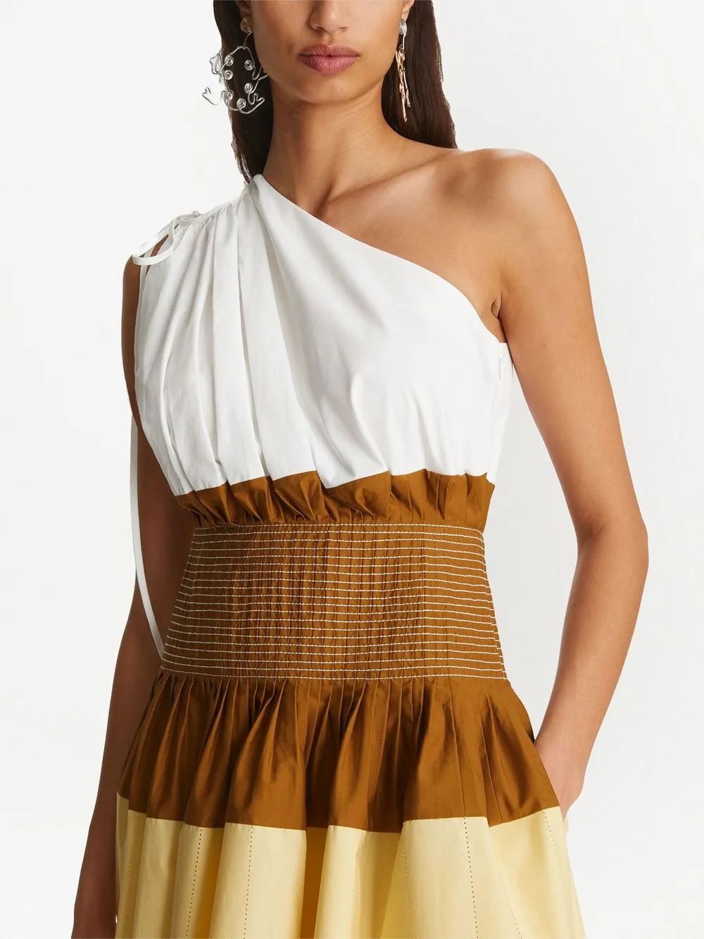 TORY BURCH COLOUR-BLOCK ONE-SHOULDER DRESS