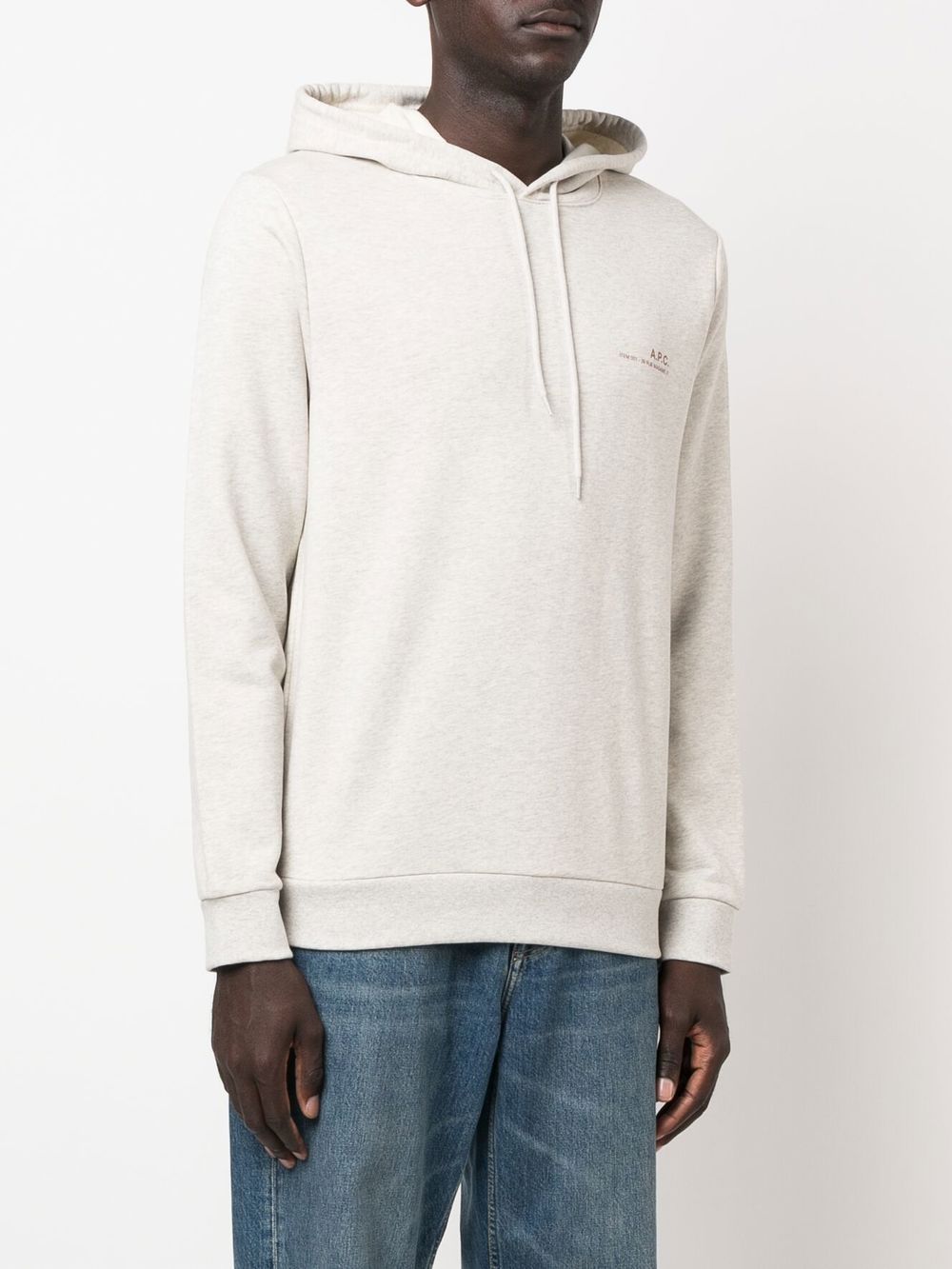 Shop Apc Logo-print Cotton Hoodie In Neutrals