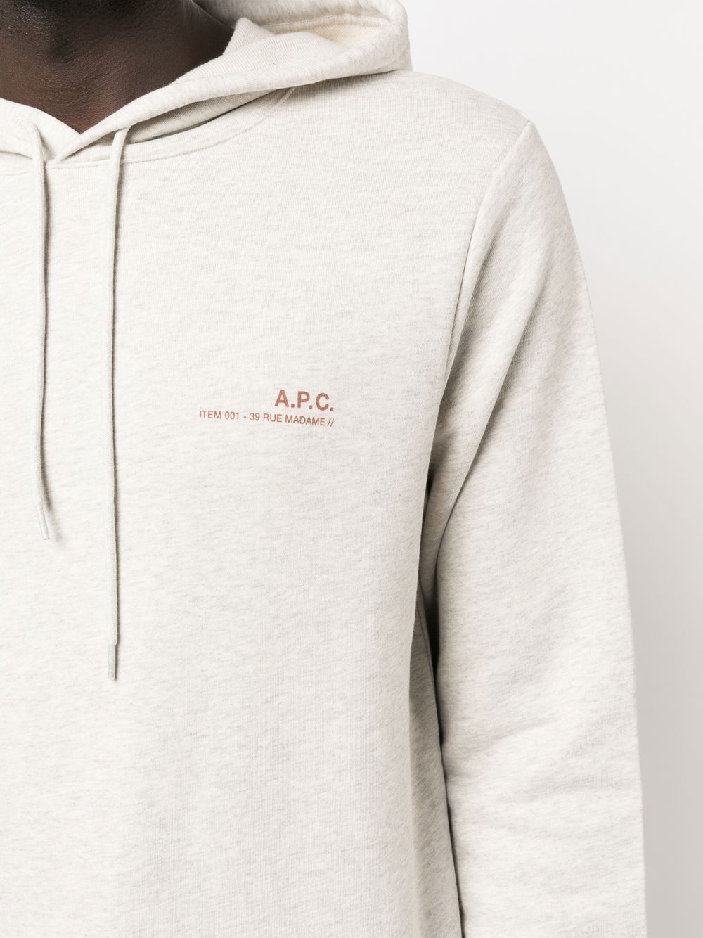 Shop Apc Logo-print Cotton Hoodie In Neutrals