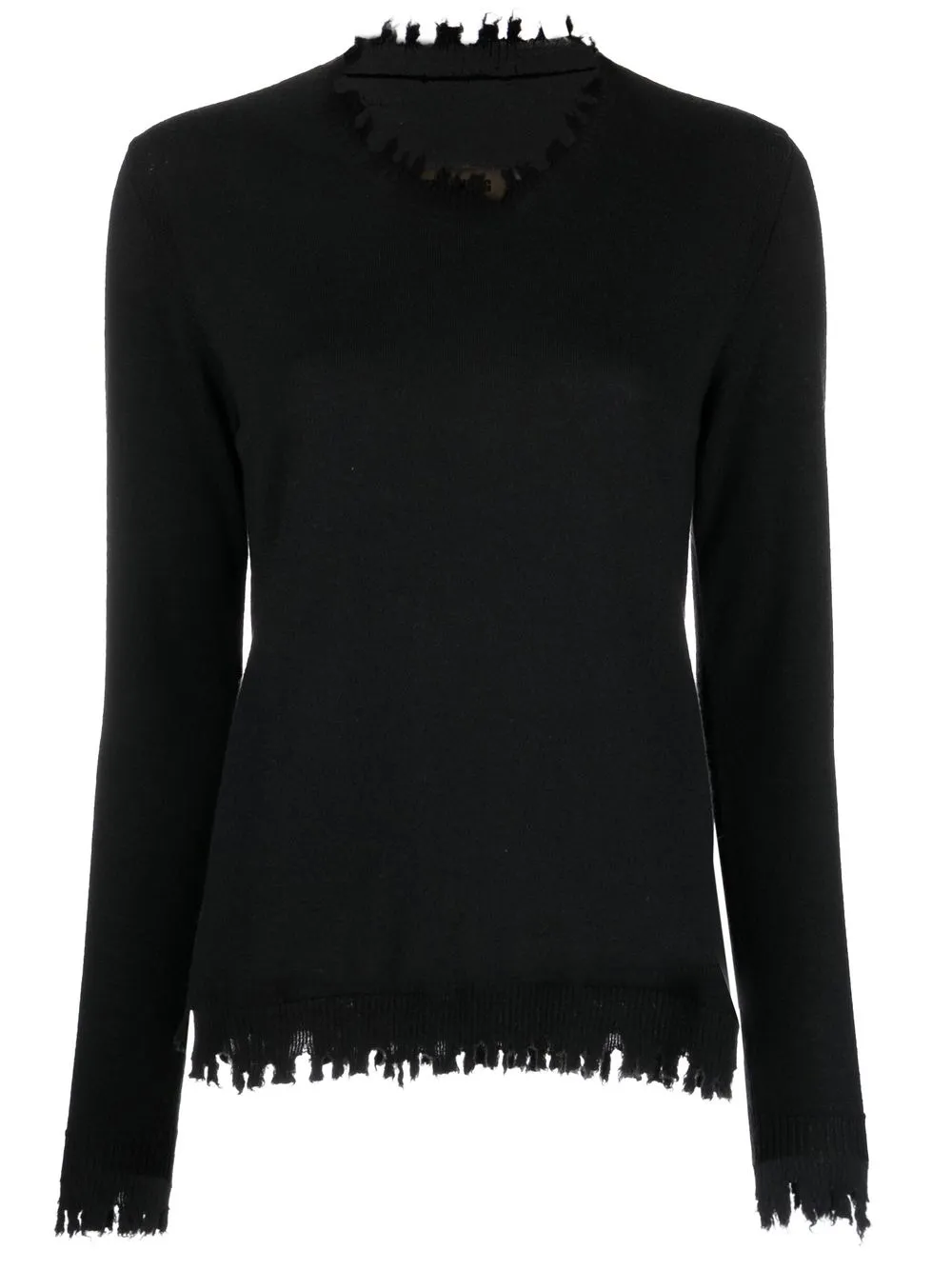 

Uma Wang frayed-edge cashmere jumper - Black