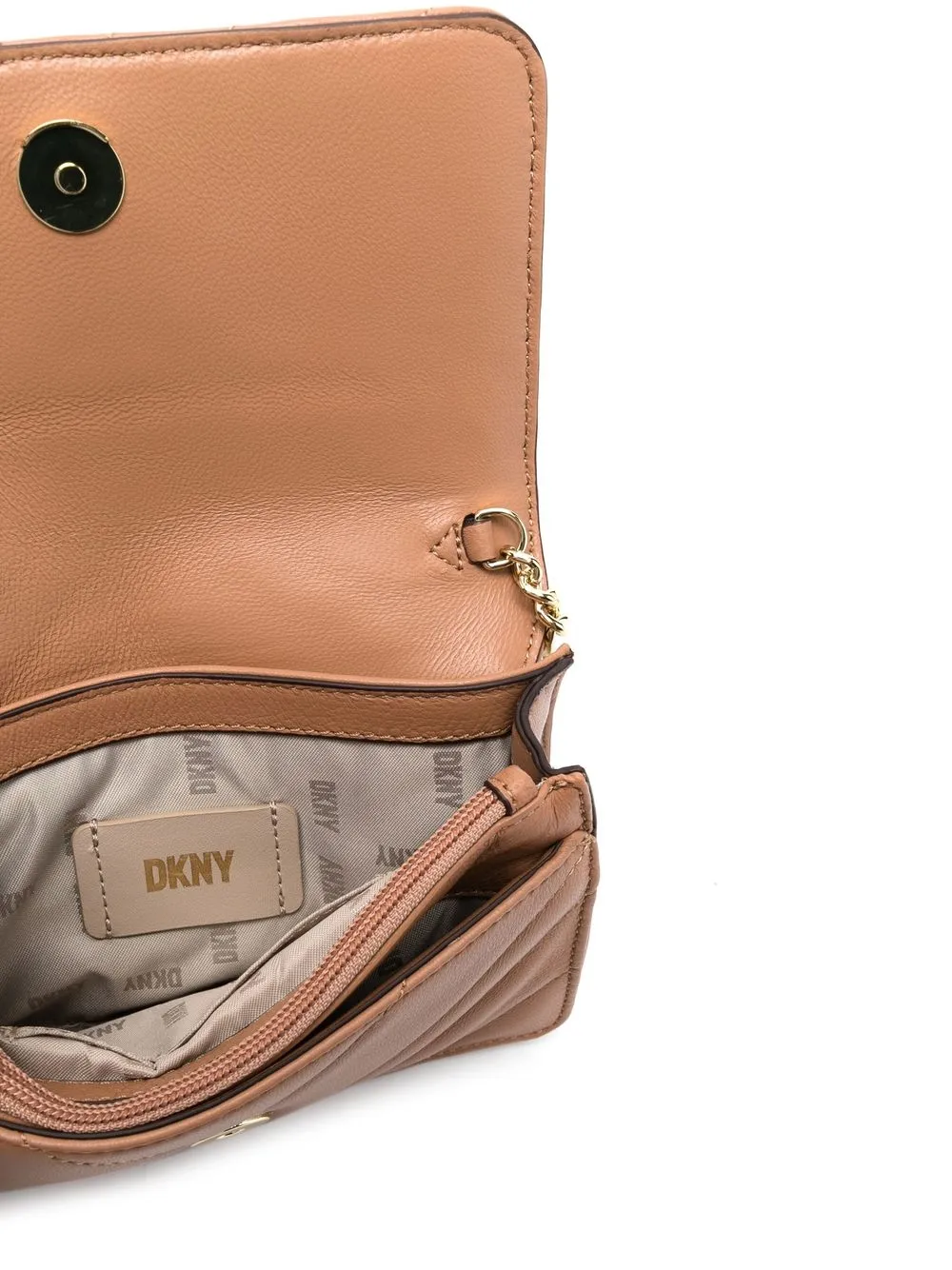 Shop Dkny Quilted Leather Crossbody Bag In Brown