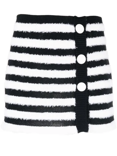 Balmain falda tejida a rayas con botones