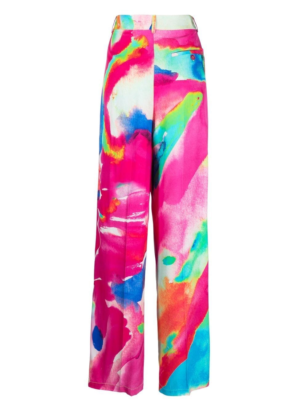 Shop Christopher John Rogers Painted-print Wide-leg Trousers In Rosa