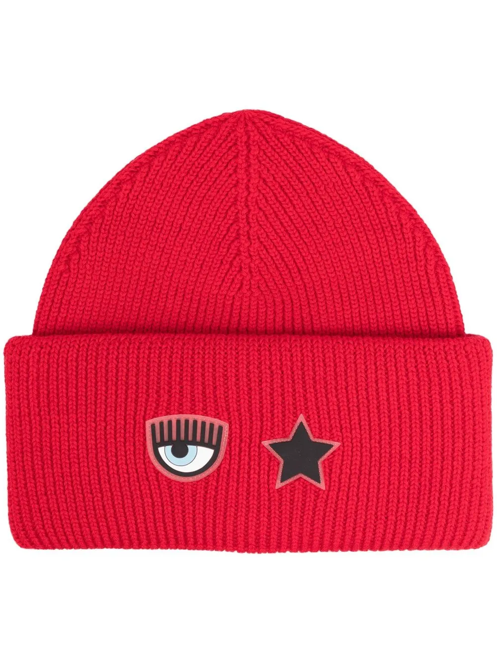 

Chiara Ferragni logo-patch detail knit beanie - Red