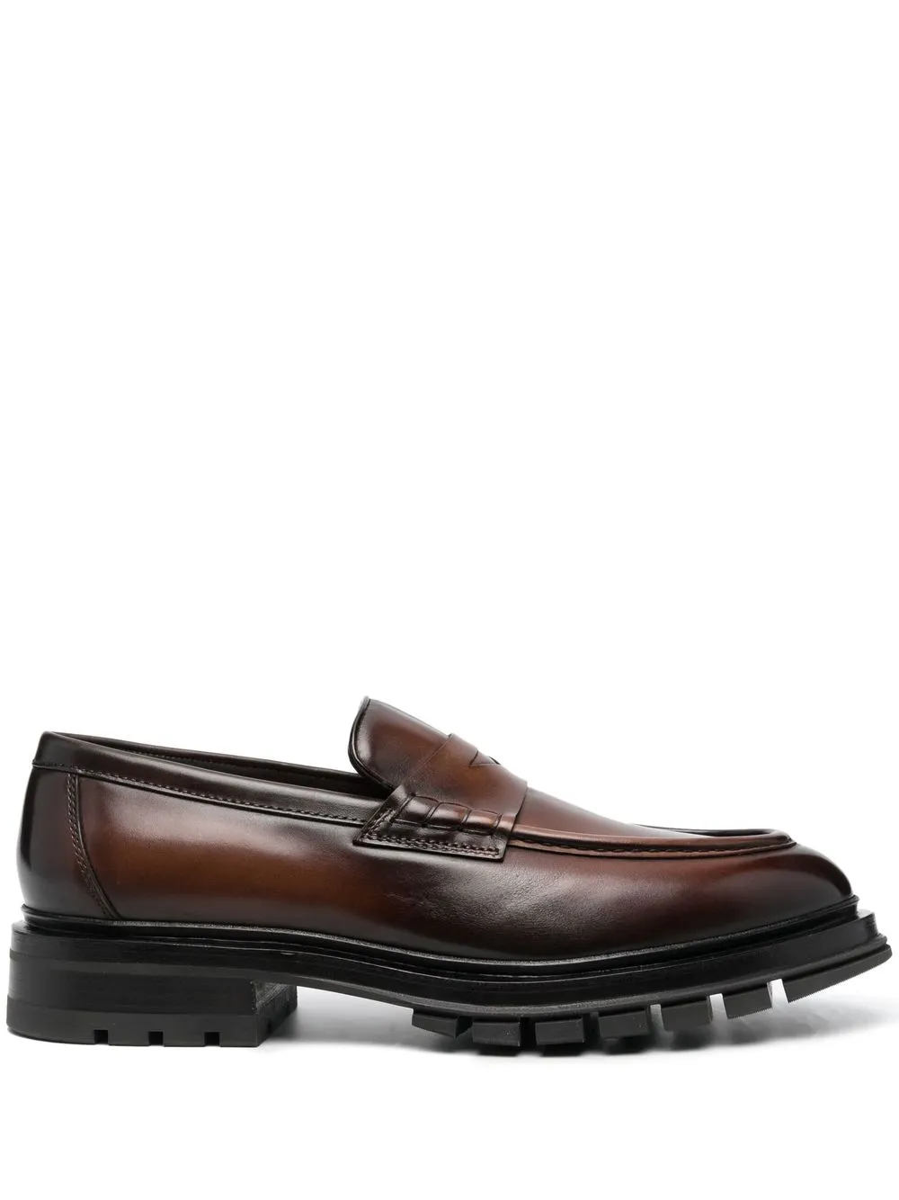 

Santoni penny-slot leather loafers - Brown