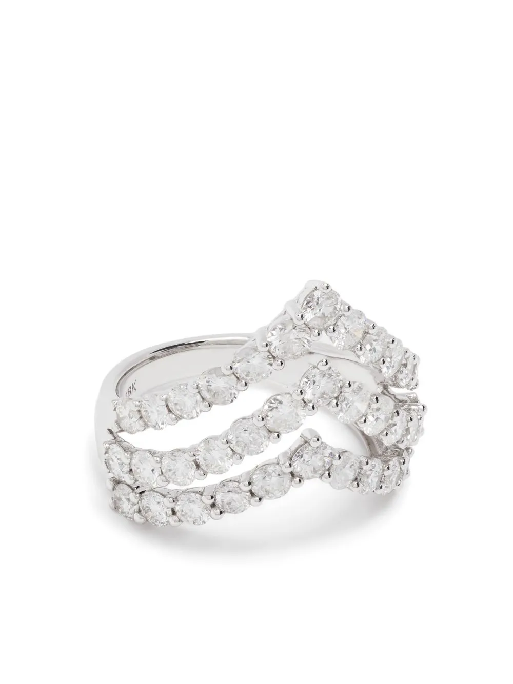 Anonymous 18kt White Gold Diamond Band Ring In Silver