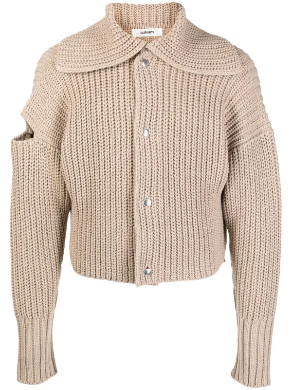 Sulvam cut-out sailor-collar Cardigan 