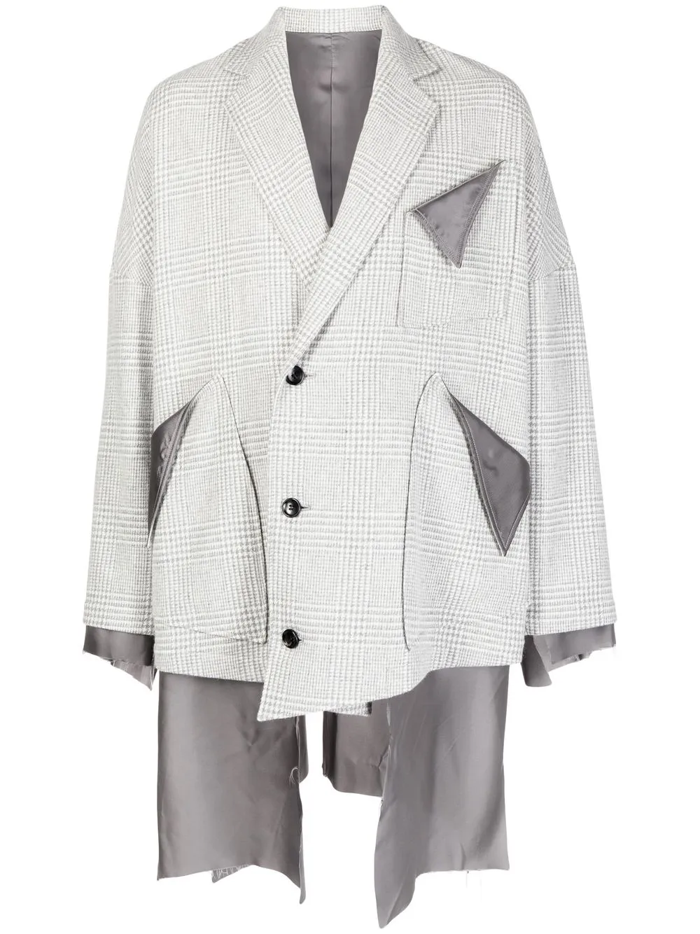 

sulvam plaid asymmetric single-breasted blazer - Grey