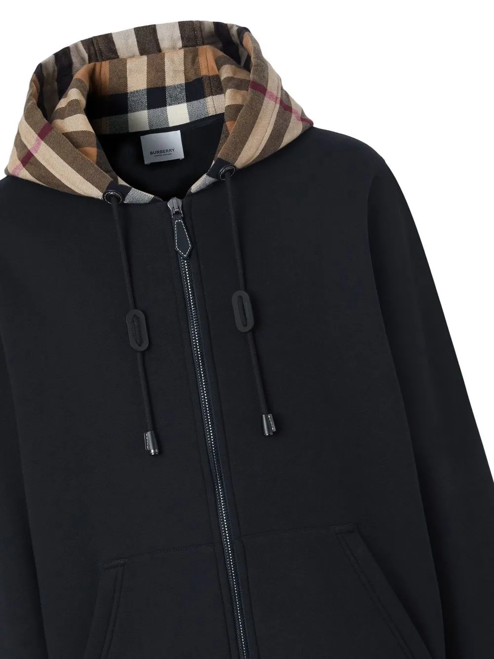  Burberry Check-pattern Zip-up Hoodie - Black 