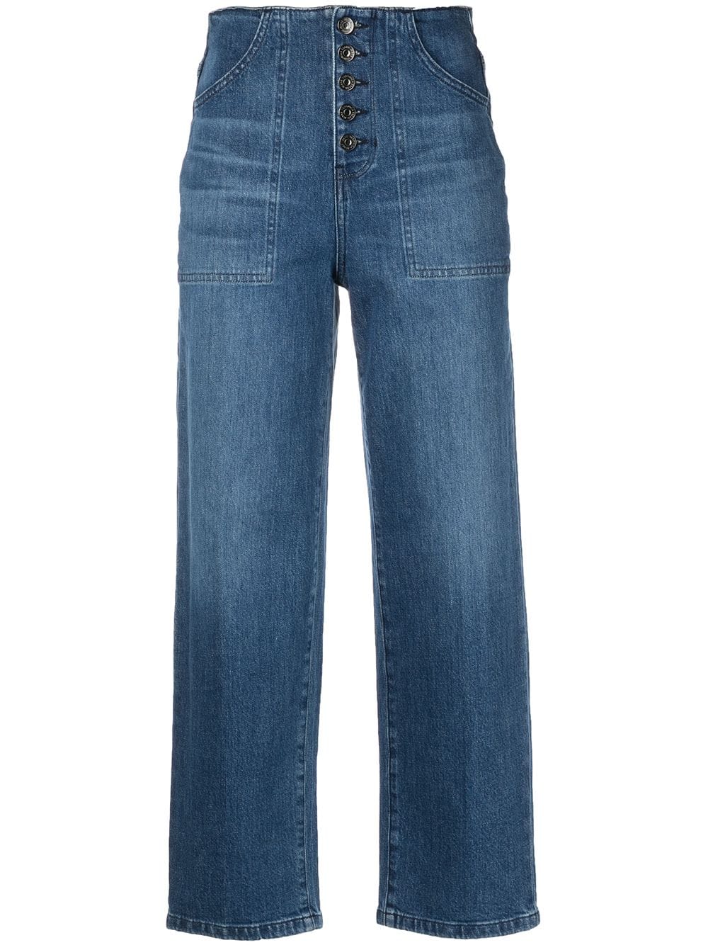 Veronica Beard Crosbie Cropped Wide-leg Jeans In Blue