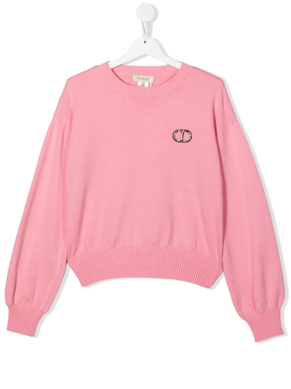 

TWINSET Kids TEEN logo-patch fine-knit jumper - Pink