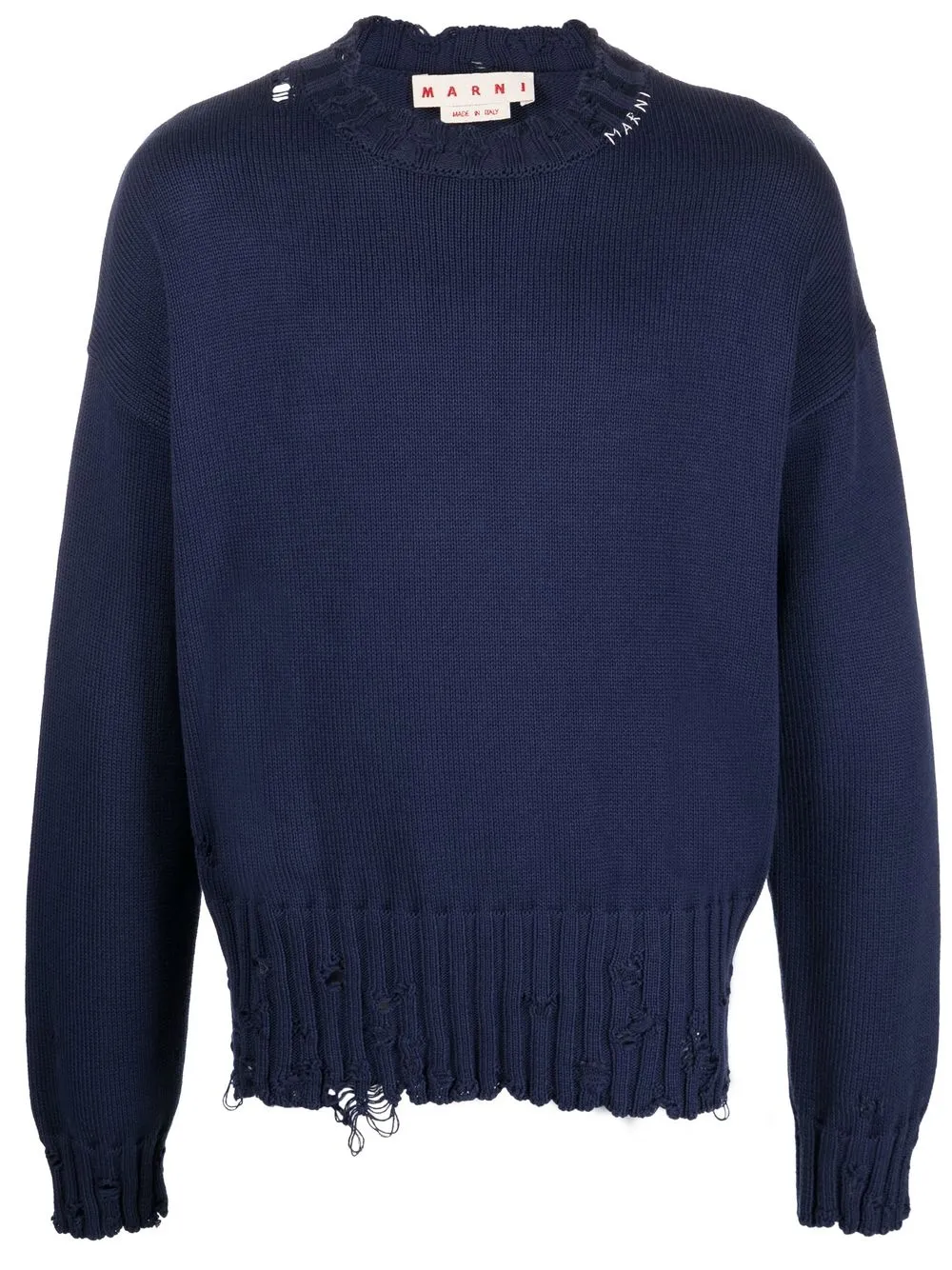 

Marni distress-knit detail jumper - Blue