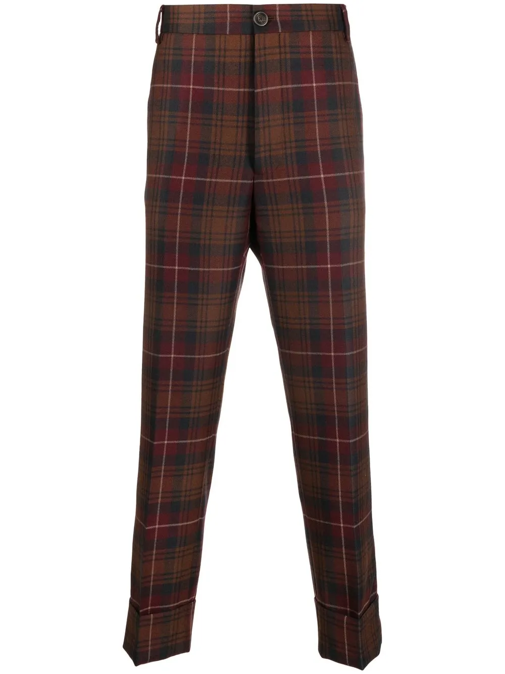 

Lardini checked turn-up trousers - Brown
