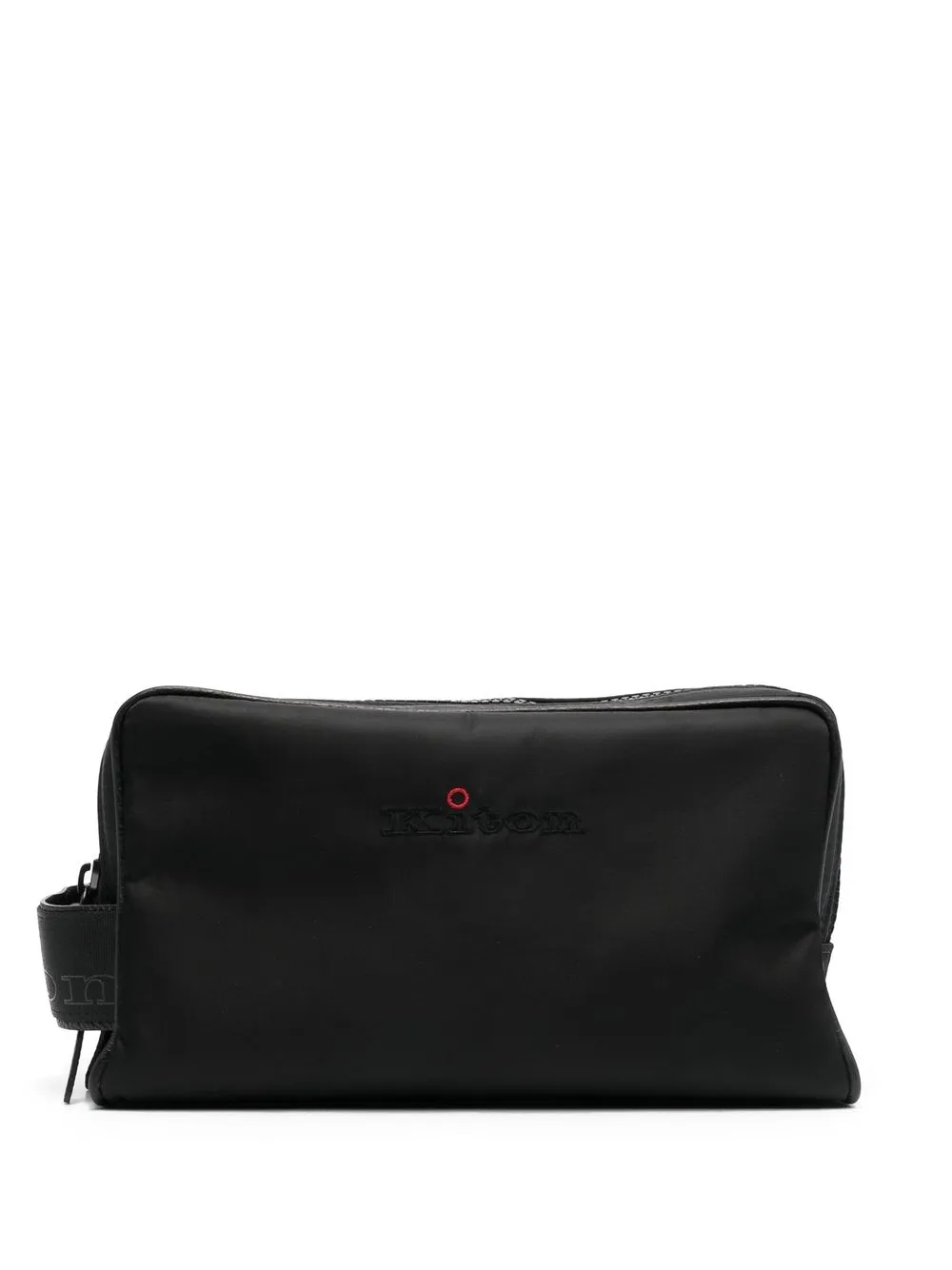 

Kiton embroidered-logo zip-up wash bag - Black