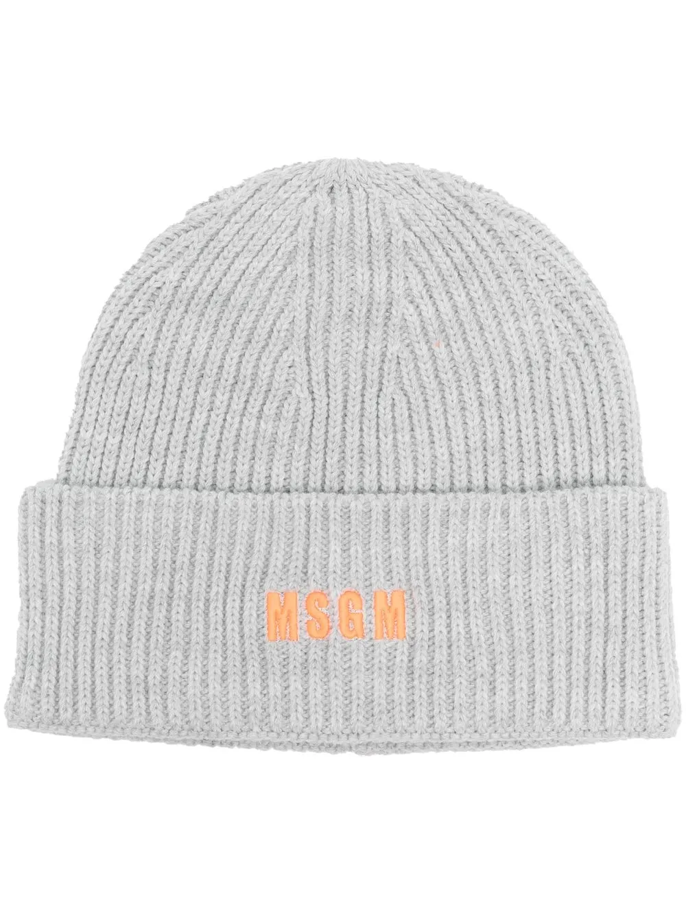 Msgm Embroidered Logo Knitted Beanie In Grau