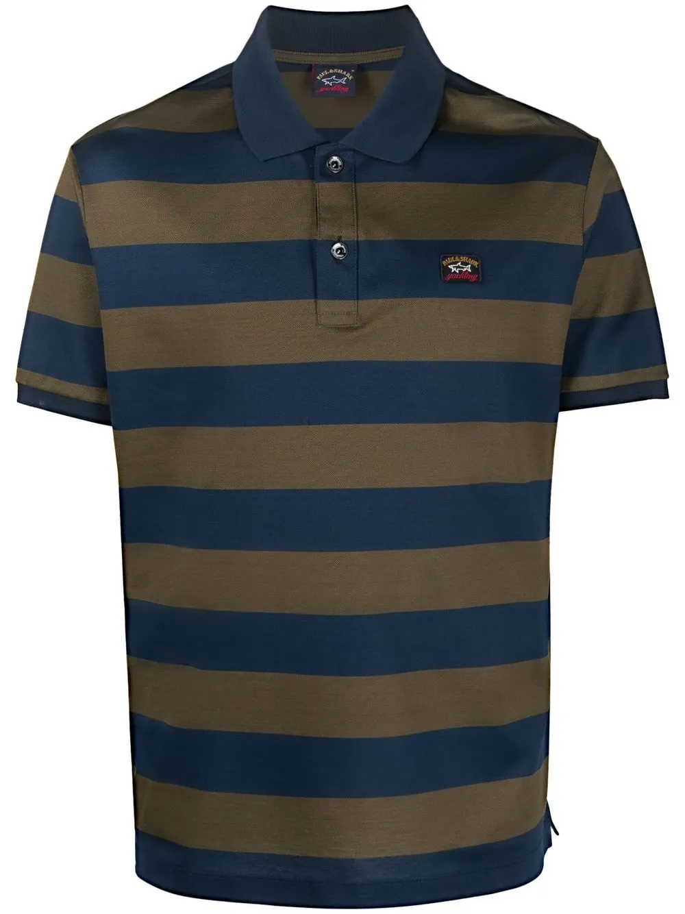 

Paul & Shark logo-patch striped polo shirt - Green