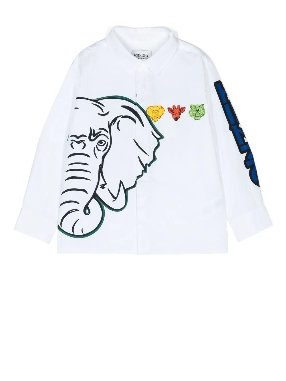 

Kenzo Kids camisa manga larga con logo estampado - Blanco