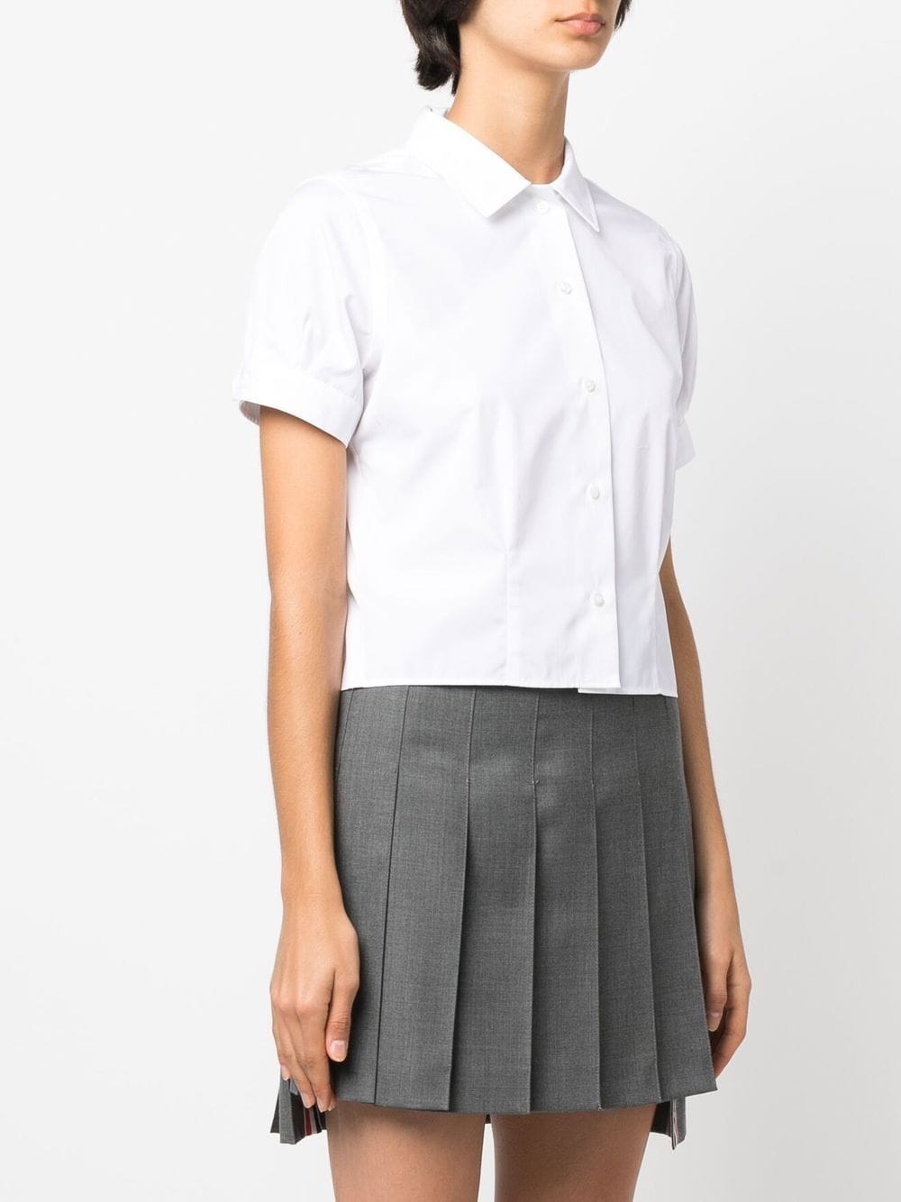 Shop Thom Browne Cropped Short-sleeve Shirt In 100 White