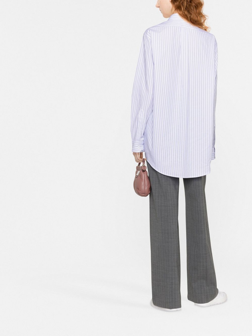 Shop Maison Margiela Pinstriped Poplin Shirt In Blue