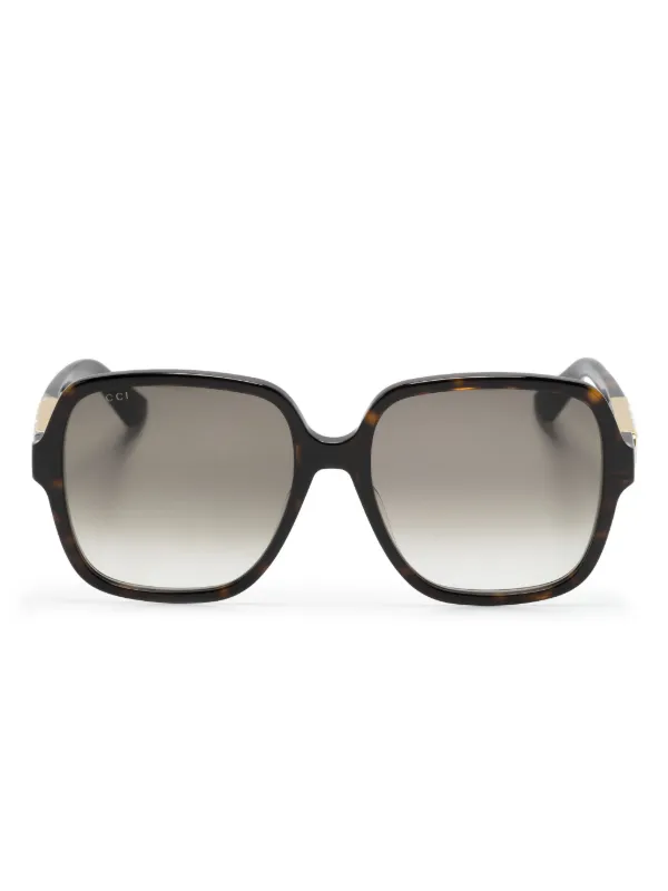 GUCCI スクエアサングラス ブラウン/ゴールド Gucci Eyewear スクエアフレーム サングラス | ブラウン