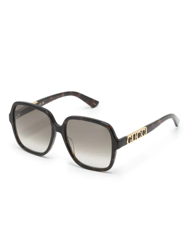 GUCCI スクエアサングラス ブラウン/ゴールド Gucci Eyewear スクエアフレーム サングラス | ブラウン