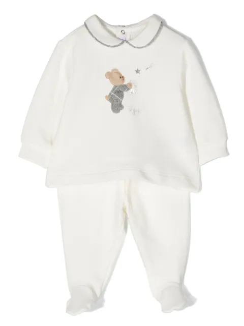 Il Gufo bear-embroidered two-piece pyjamas