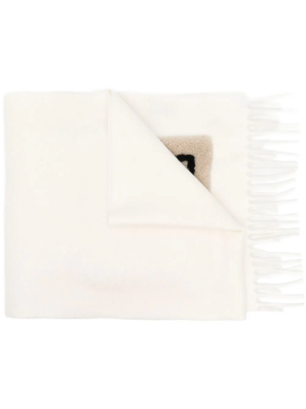 

ETRO fringed logo-intarsia scarf - Neutrals