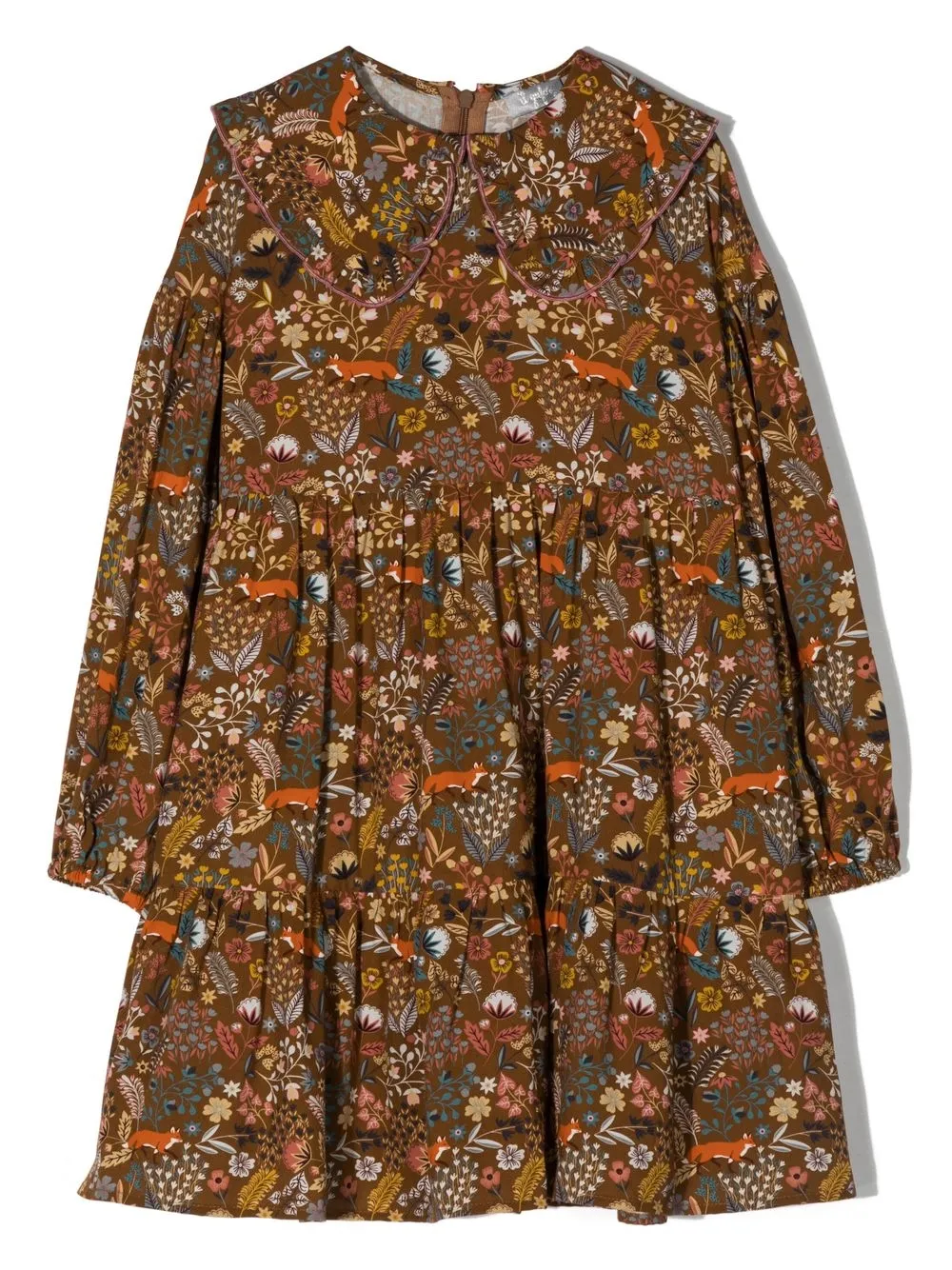 

Il Gufo graphic-print midi dress - Brown