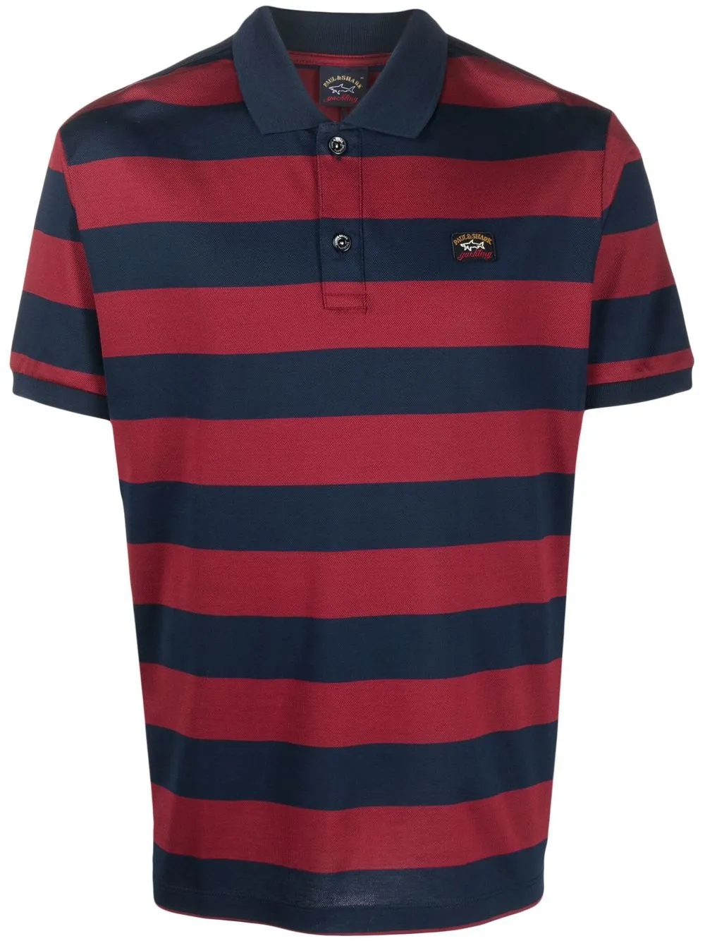 

Paul & Shark logo-patch striped polo shirt - Red