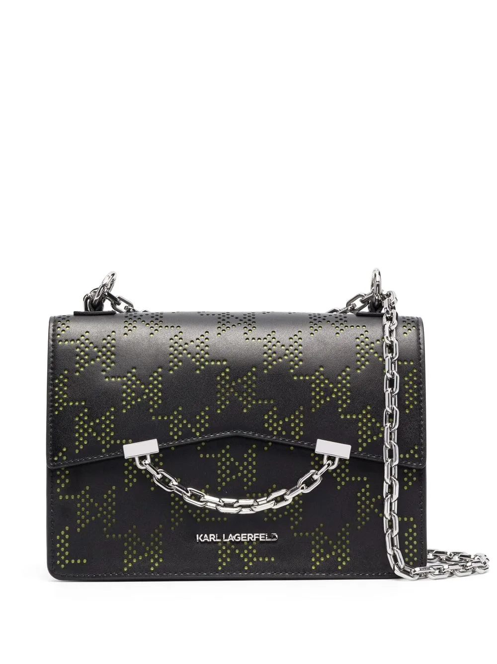 

Karl Lagerfeld perforated-logo leather shoulder bag - Black