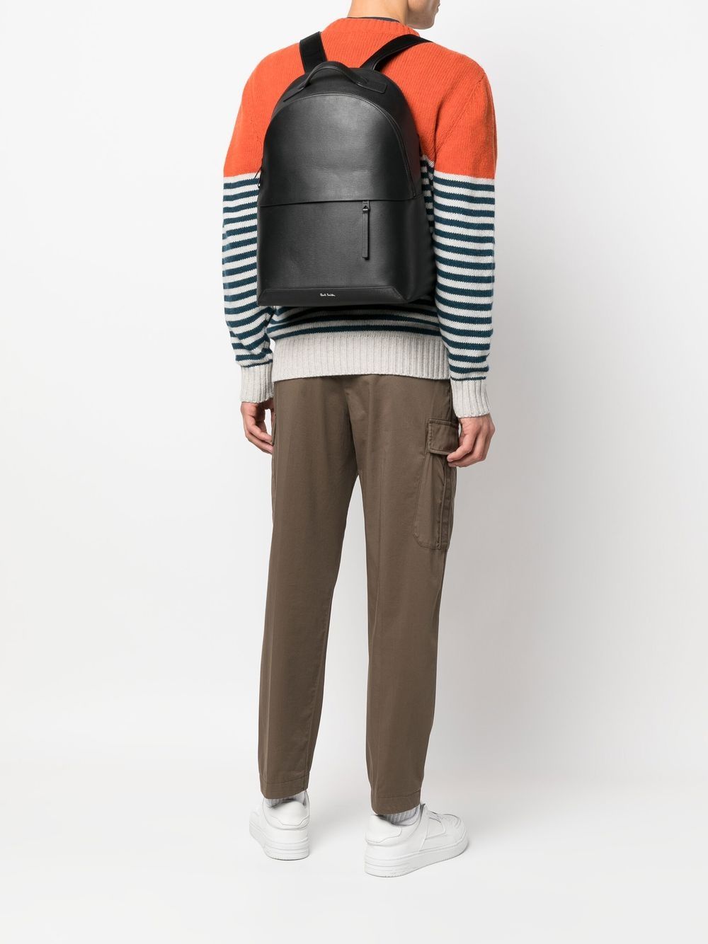 Image 2 of Paul Smith logo-strap leather backpack