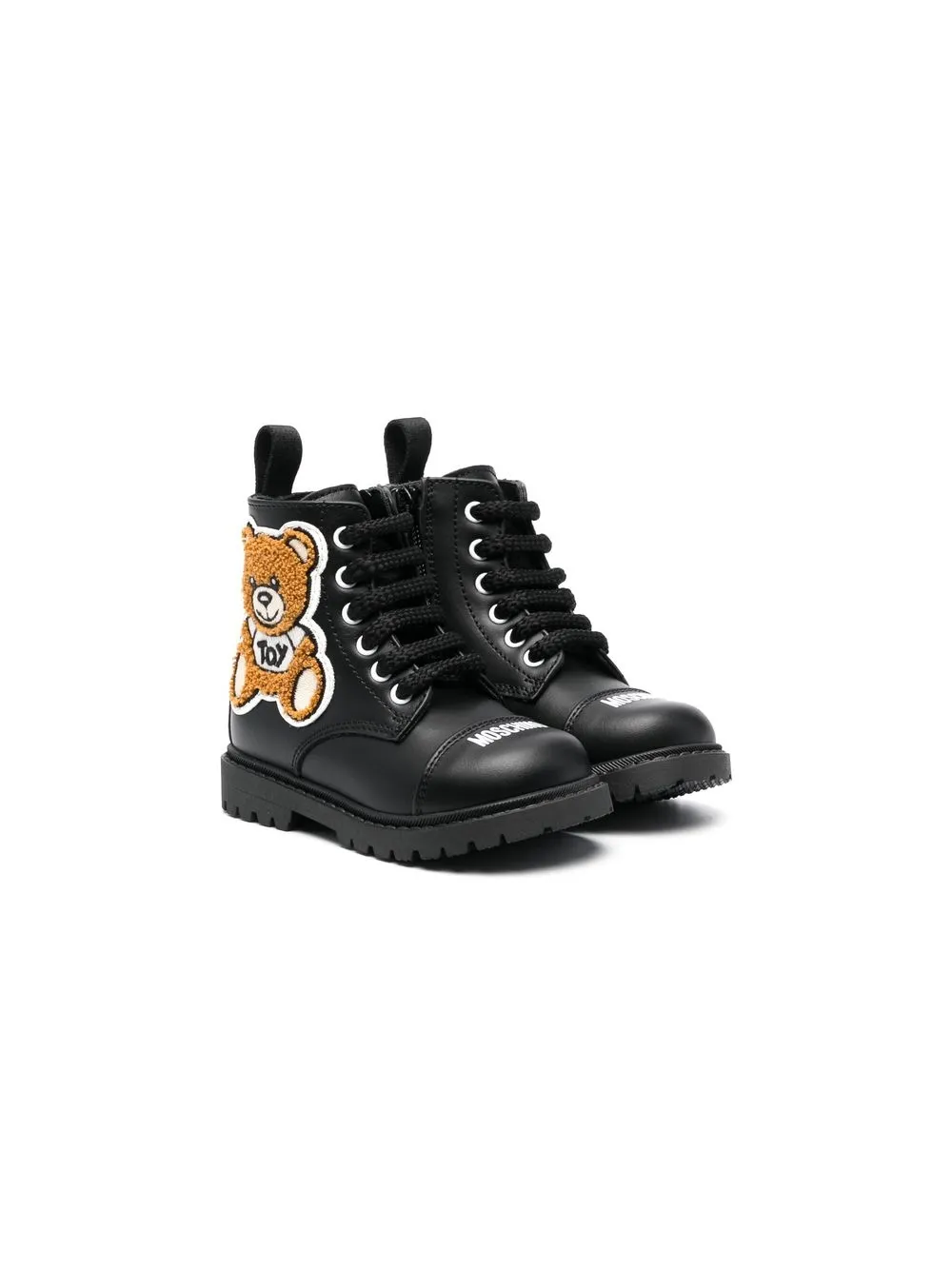 

Moschino Kids logo-print leather ankle boots - Black