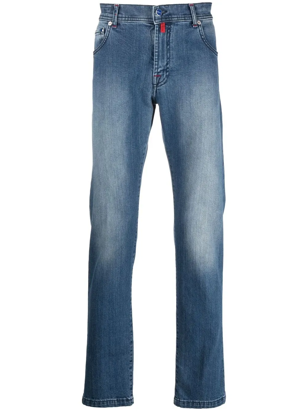 

Kiton logo patch straight-leg jeans - Blue