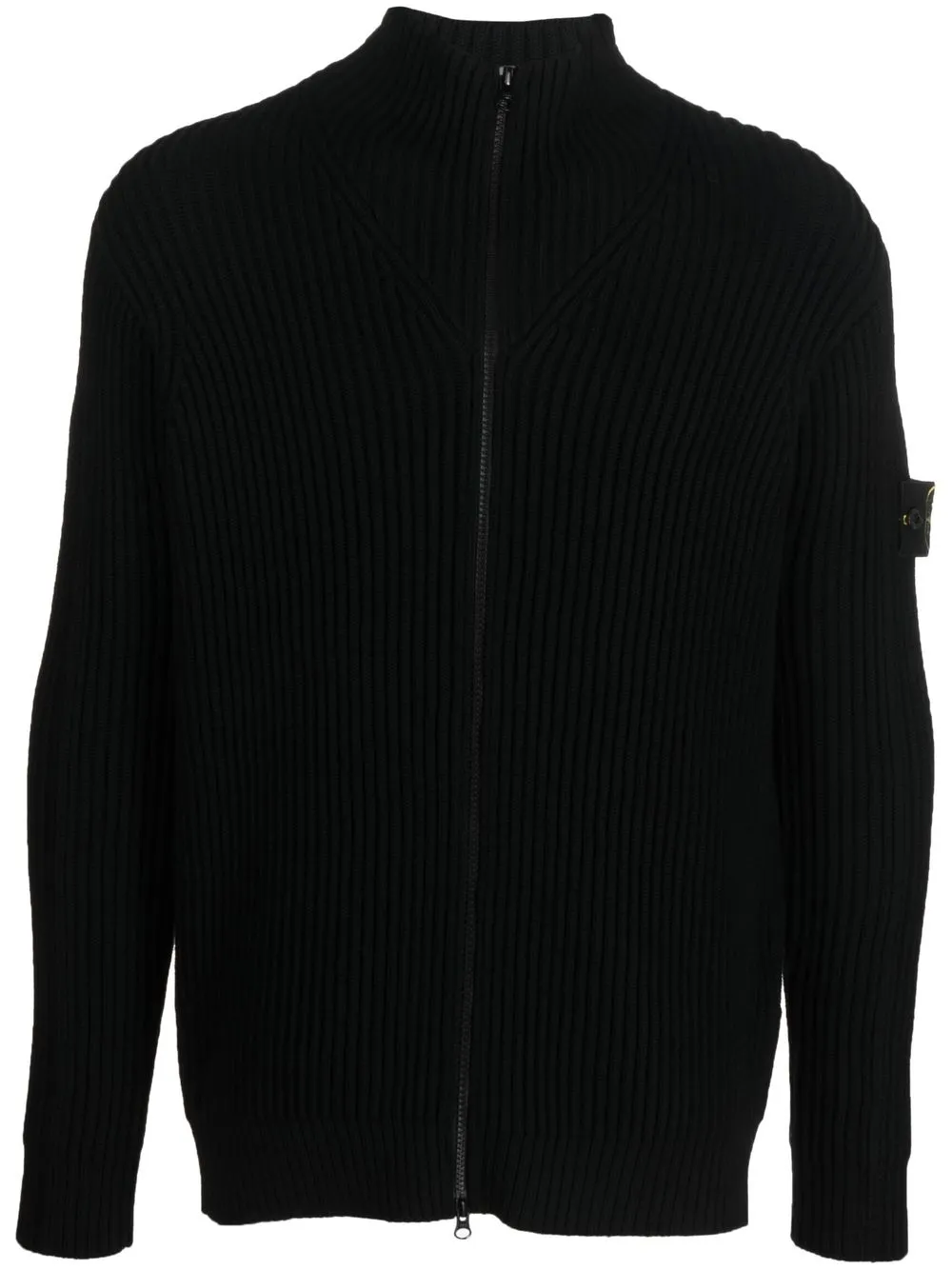 

Stone Island Compass-patch ribbed-knit jumper - Black