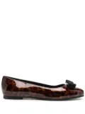 Ferragamo Vara-bow leopard-print ballerina shoes - Brown