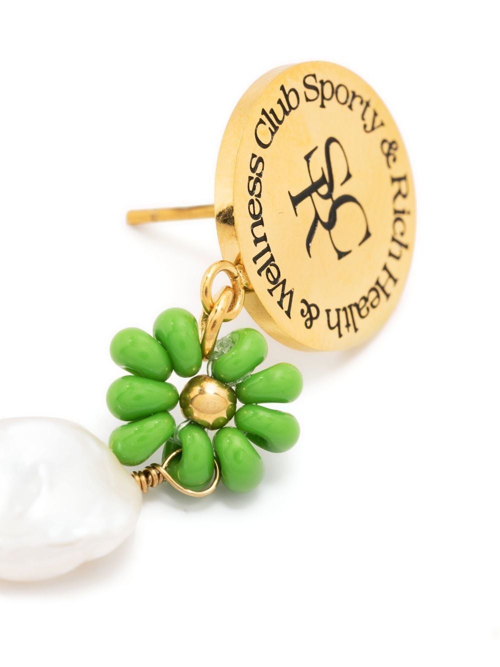 Shop Sporty And Rich Pearl Resin Drop Earrings In Pearl Green