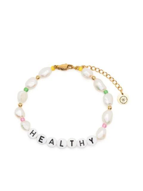 Sporty & Rich Healthy-lettered beaded bracelet