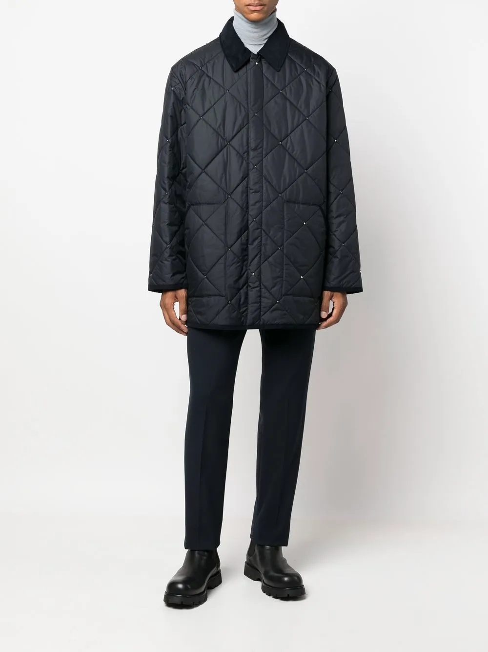 Valentino Garavani Rockstud diamond-quilted short coat | Single Breasted Coats | Image 2