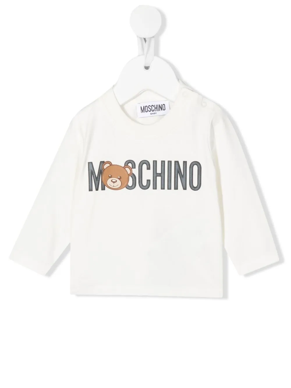 

Moschino Kids playera manga larga con logo estampado - Blanco