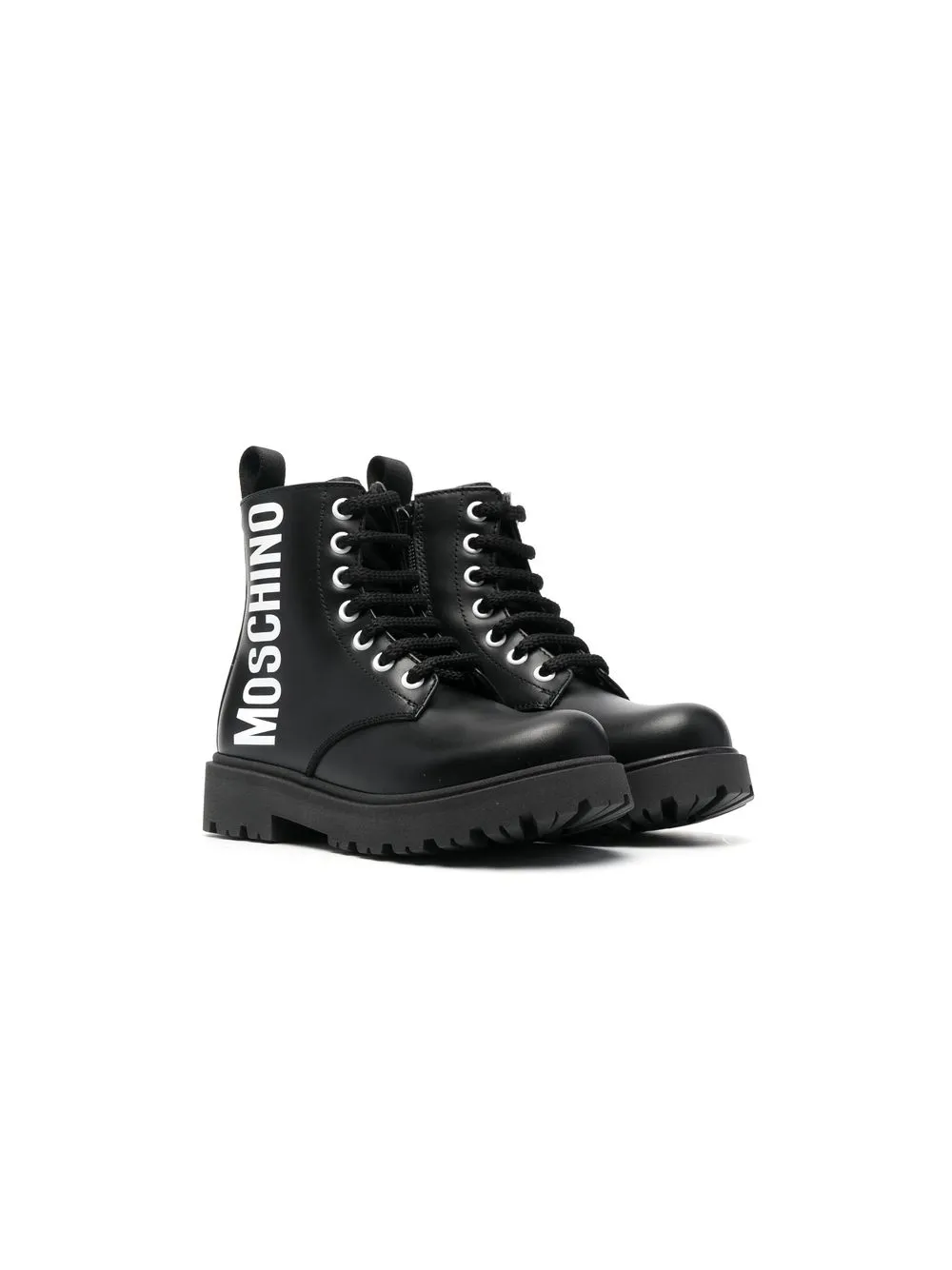 

Moschino Kids logo-print lace-up ankle boots - Black