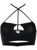 ANDREĀDAMO ribbed-knit halterneck bralette - Black