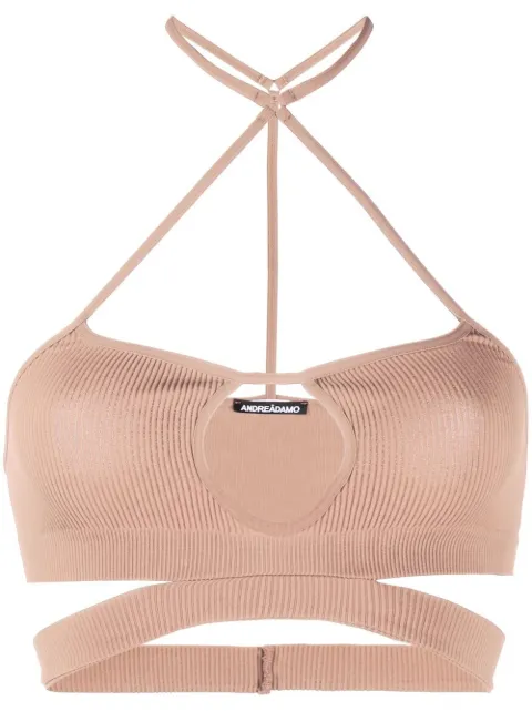 ANDREĀDAMO ribbed-knit halterneck bralette 
