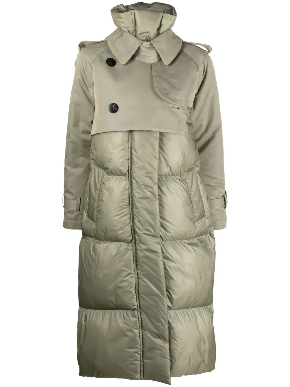 Sacai Double-breasted Padded Cotton-blend Coat In Green