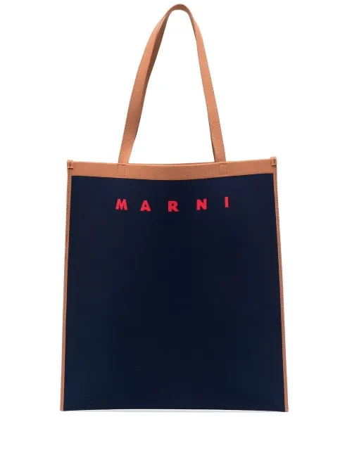 Sac cabas à logo en intarsia - Marni - Modalova