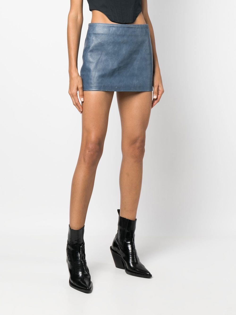 Manokhi low-rise Leather Mini Skirt - Farfetch