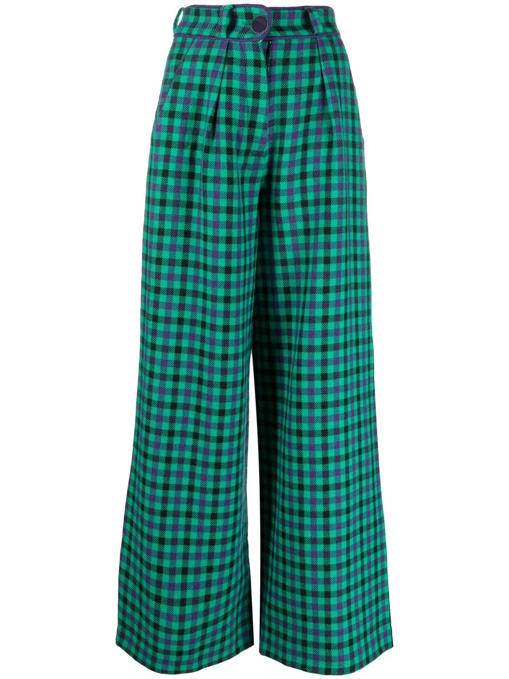 

Rowen Rose checked wide-leg trousers - Green